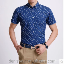 Men newest printed short sleeve slim thin shirts